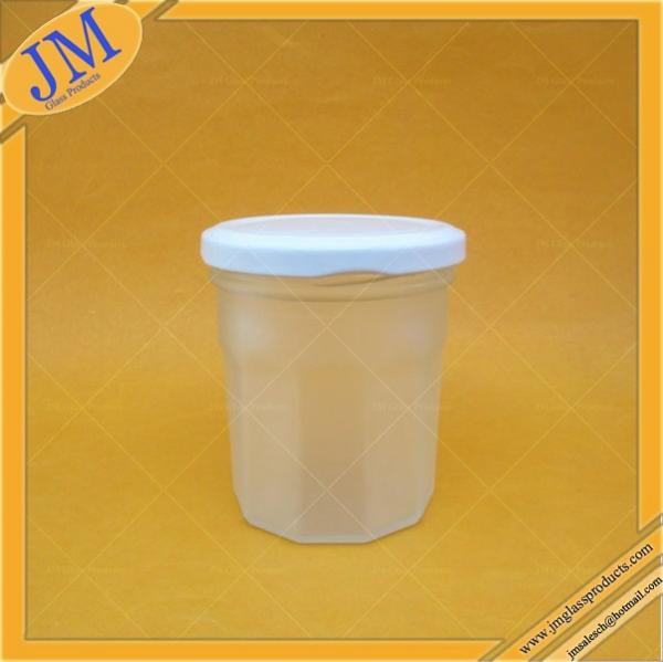 200ml frosted glass candle jar with metal cap