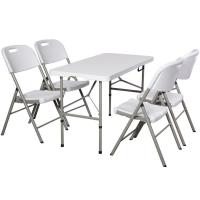 China 4ft Adjustable White Plastic Picnic Folding Table Chair For Event For Garden Outdoor on sale