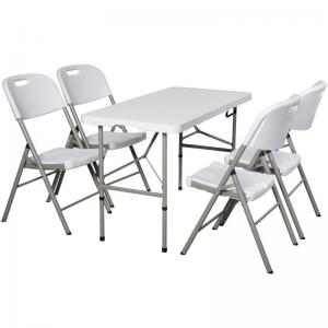 4ft Adjustable White Plastic Picnic Folding Table Chair For Event For Garden Outdoor
