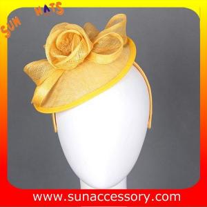 0908 Elegant design yellow sinamay fascinators hats for ladies  ,Fancy Sinamay fascinator  from Sun Accessory