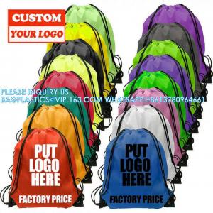 Polyester Nylon Bags, Customized Promotional Polyester Drawstring Shop Promotional Backpack Draw String Bags