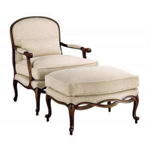 China Soild Wood Leg Upholstered Chair And Ottoman / Living Room Lounge Ottoman Chair wholesale