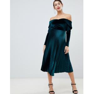 custom wholesale price maternity pleated velvet bardot midi dress