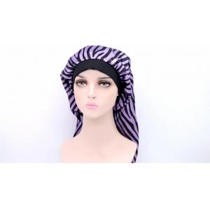China Hot Stamping Satin Hair Bonnet , 50cm Elastic Sleep Cap For Long Hair supplier