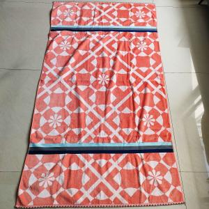 Oversized  100% cotton yarn-dyed jacquard organic beach towel custom sublimation luxury beach towel