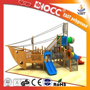 China Amusement Park Kids Wooden Pirate Ship , Wooden Outdoor Play Equipment supplier