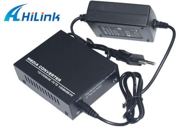 Optic Fiber 10M 100M 20KM Media Converter Single Mode AC220V External Power