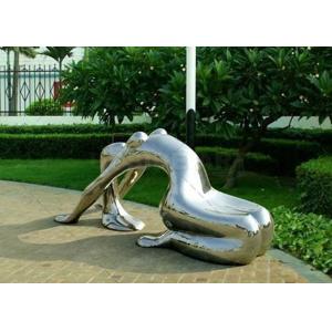 Modern Garden Metal Art Woman Bench Stainless Steel Sculpture Polished