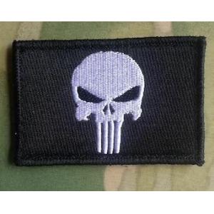 Skull Flag Punisher Rocker Embroidered Iron On Patches Front Biker Vest Mini Patch