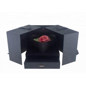 Heart Shape Flower Gift Box With Drawer Double Opening Ribbon Decoration