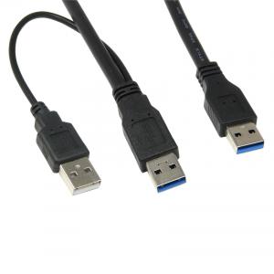 China 2x USB 3.0 two A Male to A Male Power Supply Y-Cable am to am for HDD Enclosure 2Ft Black, supplier