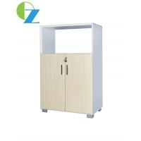 China Slim Metal And Wood Storage Cabinet 2 Tier Swing Cupboard 1 Open Shelf on sale
