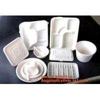 China biodegradable corn starch plastic round food tray, Eco-friendly corn starch disposable 4 compartment food tray with lid on sale