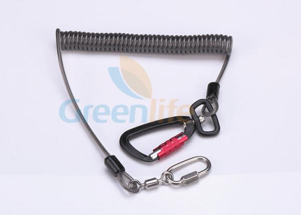 Black Retractable Safety Lanyard 5.0MM Auto Lock , Stainless Tool Safety