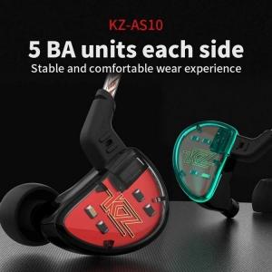 Dynamic Units KZ AS10 5BA HiFi Stereo in-Ear Earphone High Resolution Earbud Headphone Cable
