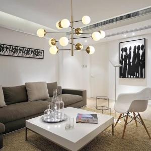China ODM Frosted Glass Ball Pendant Light Modern Simple Chandelier For Living Room Restaurant supplier