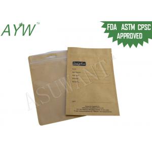 One Side Clear Small Kraft Paper Bags For Areca Nut , OEM Kraft Stand Up Pouches With Window