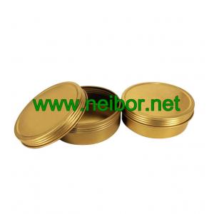 Copper color round metal tin container with screw lid for hair paste hair pomade