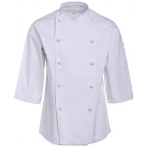 195 GSM Three Quarter Sleeve Coat Twill 2/1 White Chef Uniform Wrinkle-free Anti-stain
