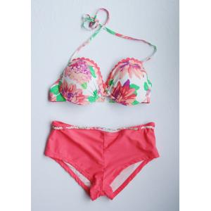2018 Sexy Micro Bikinis flowers printed match color Women Swimsuit Swimwear Brazilian Gold