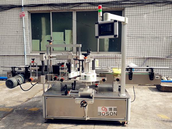 Automatic Adhesive glass bottle labeling machine to do the Front and neck