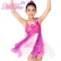 China Three Tier Color Modern Dance Costumes / Lyrical Dance Wear Floral Band Across Bodice on sale
