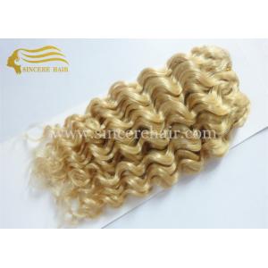30 CM Blonde CURLY Hair Weft Extensions for Sale, 12 Inch Blonde #613 Curly Remy Human Hair Weave Extension for Sale