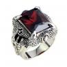 Mens Thailand Retro Dragon Sterling Silver Ring with Created Garnet(023605WRED)