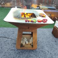 China CE Certification Rusty red Corten Steel Bbq Grill Wood Fired  Customized on sale