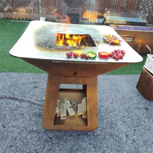 CE Certification Rusty red Corten Steel Bbq Grill Wood Fired  Customized