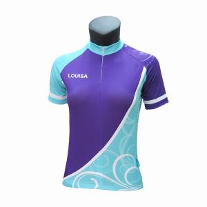 Cool Design Road Bike Jersey / Ladies Cycling Clothes Purple Blue Color