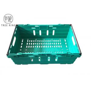 Perforated Sides Nestable Bale Arm Crate Trays Containers With Stacking Bars 590 * 400 *192