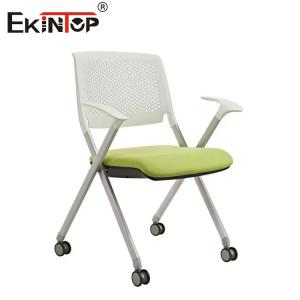 Modern Style  Foldable Training Chair With Armrests Wheels Grey Painted Base