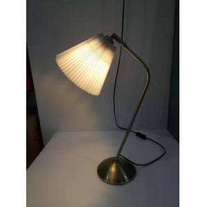 Antique White Pleated Brass Swing Arm Desk Lamp H400 For Hotels