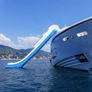 Large Floating Boat Yacht Water Lake Inflatable Dock Slide Sea Yacht Slide For Adult