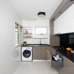 China Small Size High Gloss Gray And White Lacquer Kitchen Cabinet Smart Kitchen Pantry Cabinet wholesale