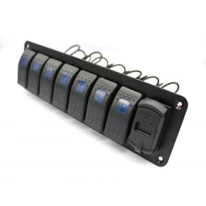 China DC 12V 7 Gang Rocker Switch Panel With 4.8 Amp Dual USB Charger LED supplier