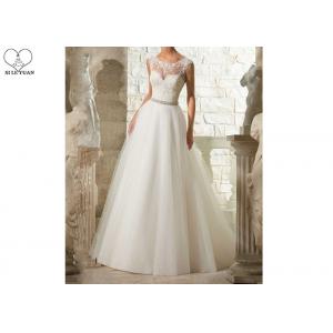 Organza A Line Lace Wedding Gown Backless Chest Heart Shaped Waist Beading