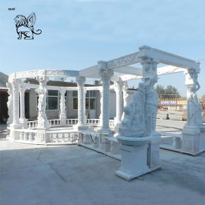 Large Marble Gazebo White Garden Solid Stone Pavilion Hand Carved Statues