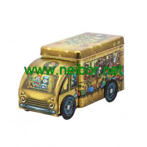 China custom printing Gift tin car box tin bus with 4 wheels for chocolate packaging supplier