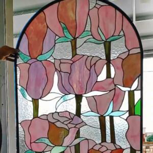 Round Stained Glass Window Inside Catholic Church Decorate Glass Door Panel