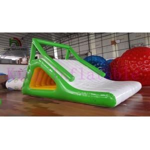0.9mm PVC Tarpaulin CE Custom Inflatable Water Toy Green / White Slide For Rental