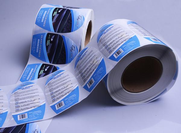 OEM custom full color white PP vinyl die cut car care product bottle label roll