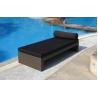 Black Rattan Sun Lounger , Outdoor Square Beach Lounge Chair