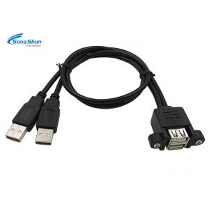 Dual Usb Extension Lead , Screw Panel Mount Holes USB Port Extender Cable