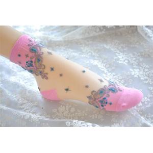 Fancy design glass silk socks for women