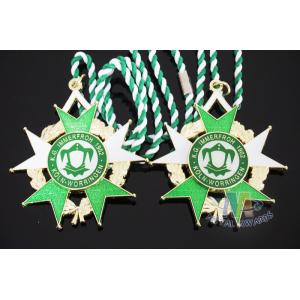 Gold Belgium Carnival Celebration Metal Award Medals Badge , Zinc Alloy Sports Medals