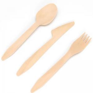 Disposable Biodegradable 185mm Wooden Strong Knife Fork And Spoon Old Style