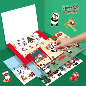 Kids Sticker Activity Books Set Full Color Background Pages Cling Style