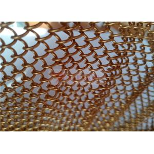 Anodized Aluminium Coil Metal Mesh Curtains Gold Color For Architectural Decoration
